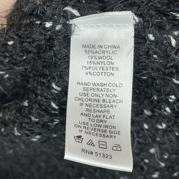 1. State Winter Frost Black White Eyelash Fringe Open Cardigan Jacket NWT Size M - Picture 8 of 12